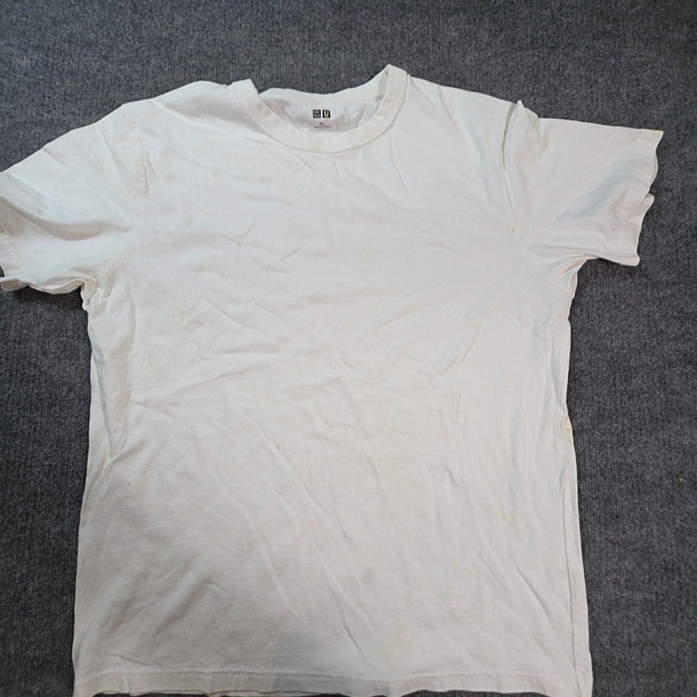 Uniqlo Shirt Mens Medium White Solid Basic Tee T-Shirt Cotton Casual Top
